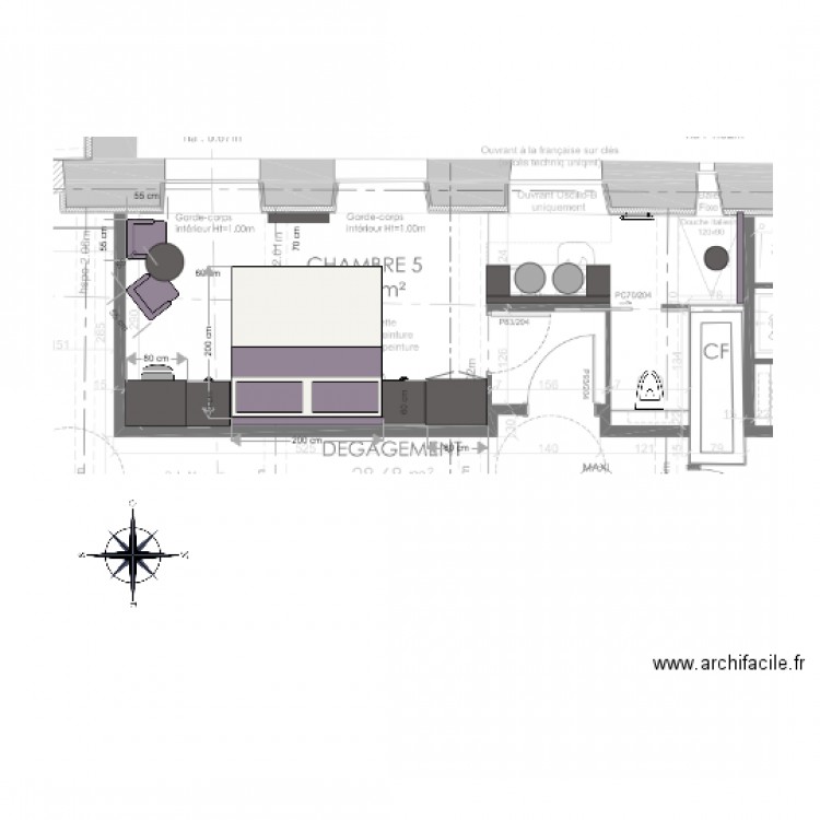 CHAMBRE 5B. Plan de 0 pièce et 0 m2