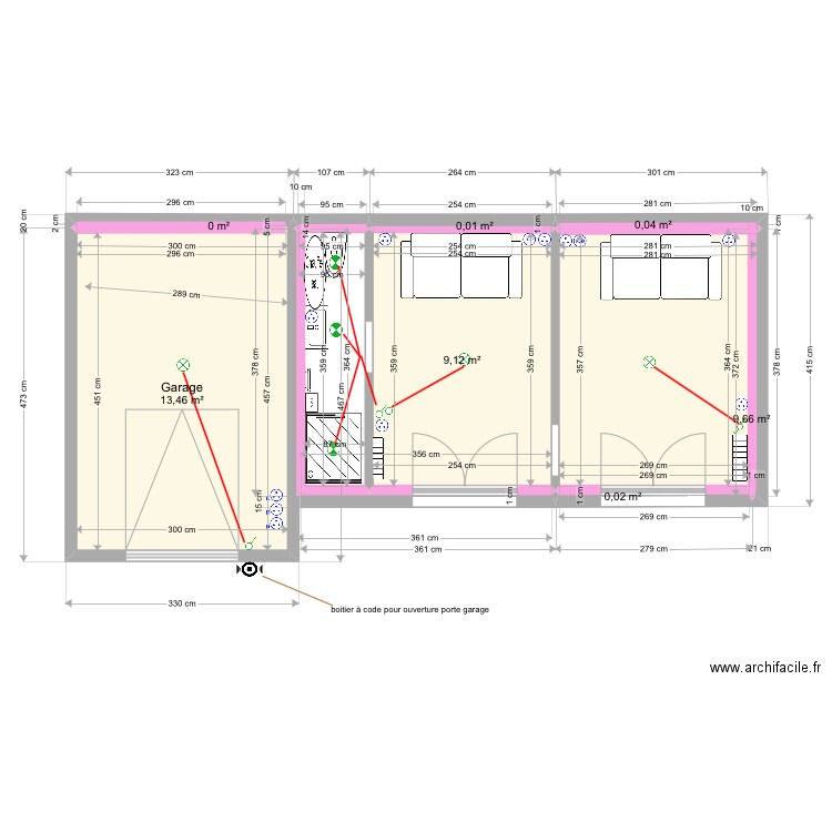 LEROUX LA BAULE MAISON JARDIN - PLAN ELECTRIQUE 1. Plan de 0 pièce et 0 m2