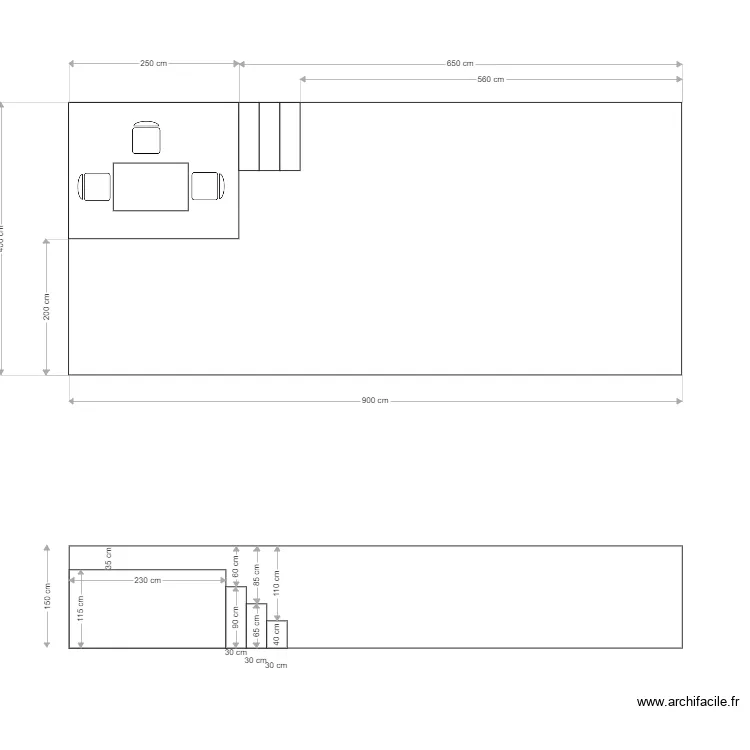 2.5 et demi escaliers. Plan de 