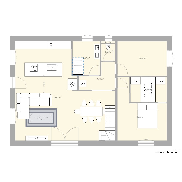 FOURS A CHAUX T3  DRESSING DOUBLE. Plan de 0 pièce et 0 m2