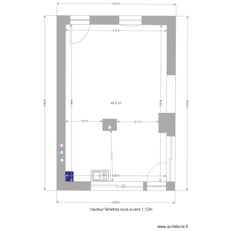 cuisine 1. Plan de 1 pièce et 41 m2