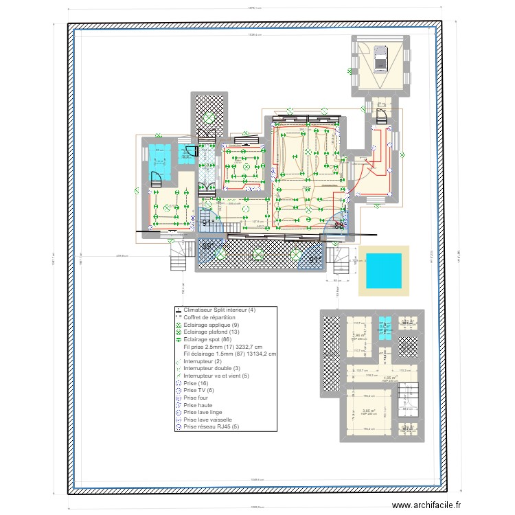 plan electricte  196. Plan de 20 pièces et 362 m2