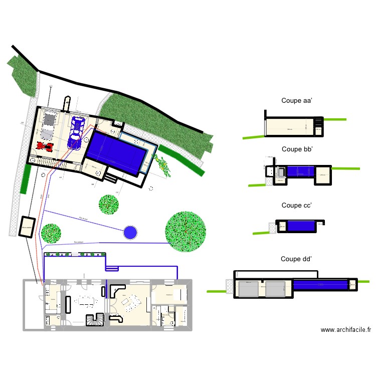 TERRASSE PISCINE. Plan de 60 pièces et 310 m2