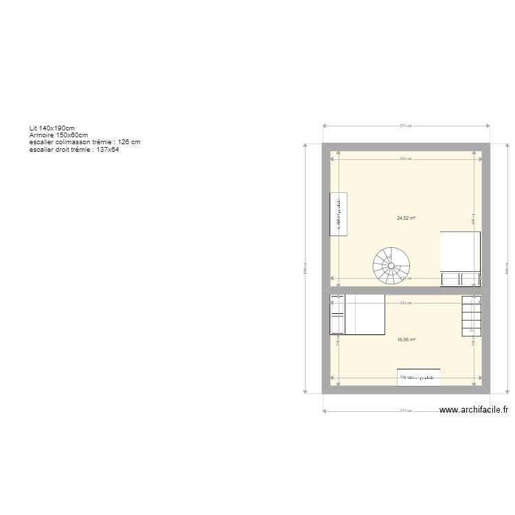 Plan combles appart 3 et 4 . Plan de 0 pièce et 0 m2