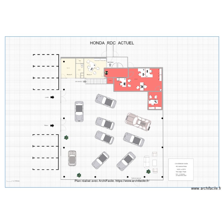 HONDA  RDC ET ETAGE 1. Plan de 3 pièces et 56 m2