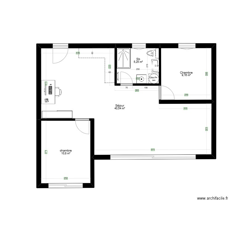 Plan Appartement. Plan de 4 pièces et 66 m2