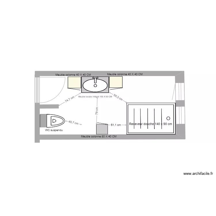 salle de bain ALTKIRCH  VARIANTE 1. Plan de 
