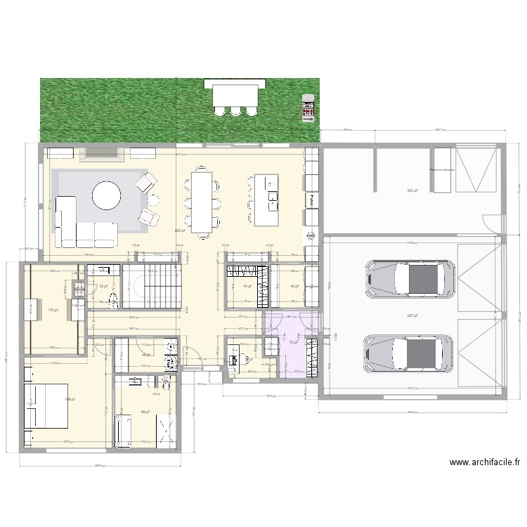 Nouveau plan version salle d'eau. Plan de 13 pièces et 239 m2