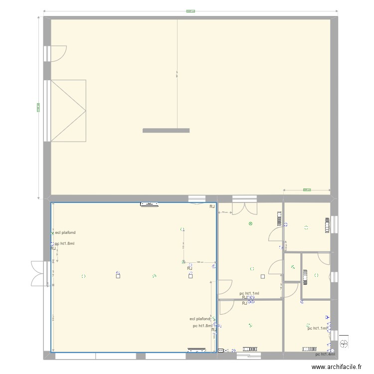 plan atelier electrique. Plan de 8 pièces et 292 m2