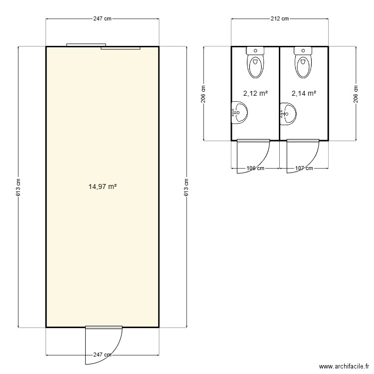 PREFECTURE -ST JEAN DE MAURIENNE . Plan de 3 pièces et 19 m2