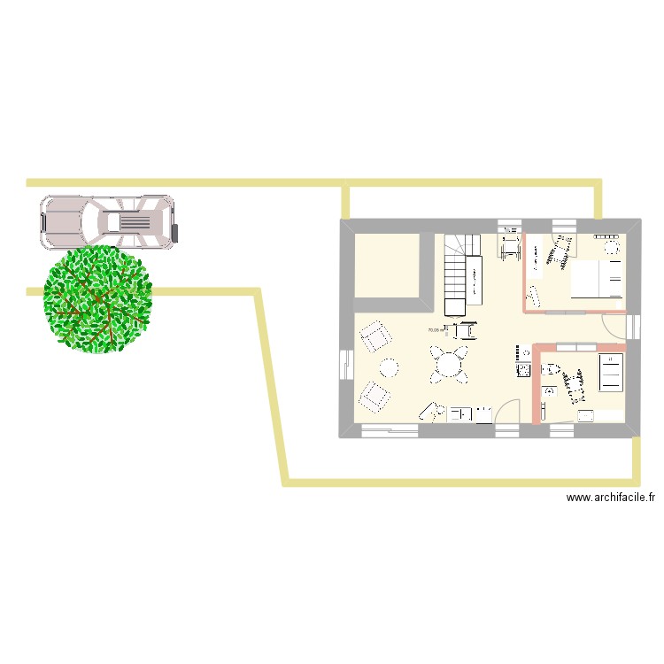 Fournil RDC V1.4. Plan de 1 pièce et 70 m2