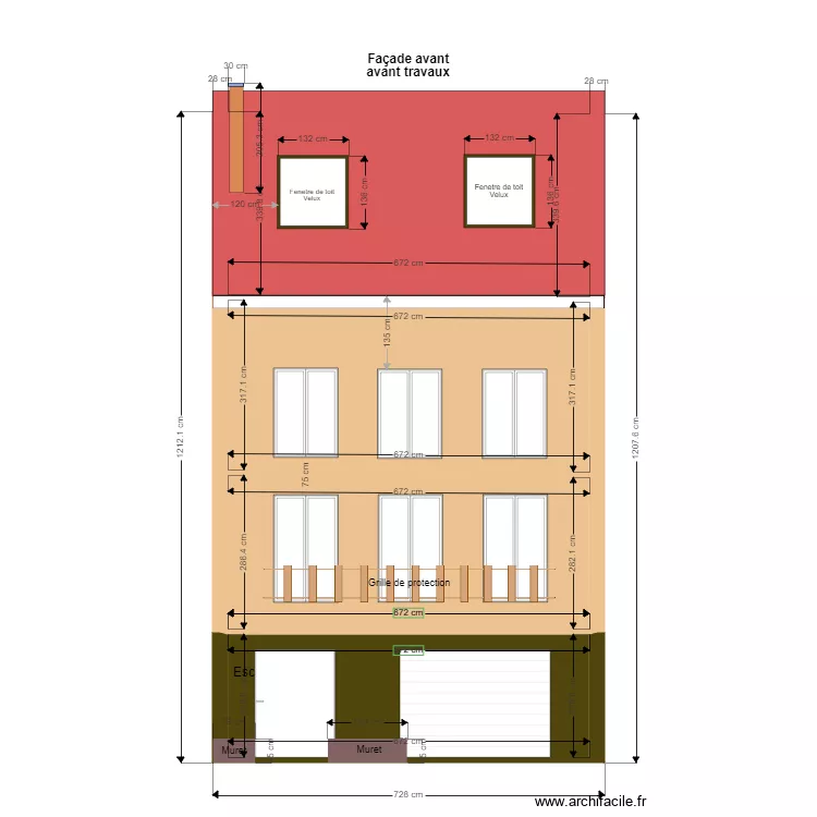 202011160308 Fa&ccedil;ade Avant avant travaux. Plan de 