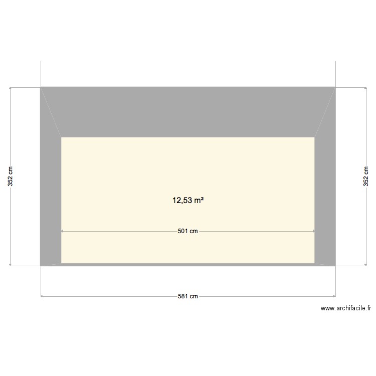 plan de face 1. Plan de 1 pièce et 13 m2