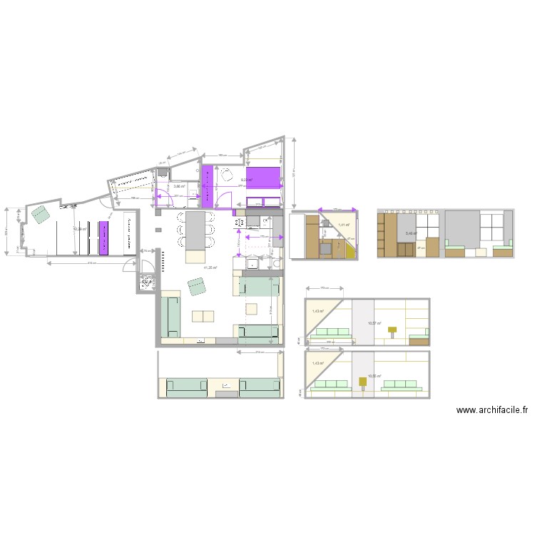 SAINT FIACRE côté CUISINE ILOT 2. Plan de 11 pièces et 98 m2