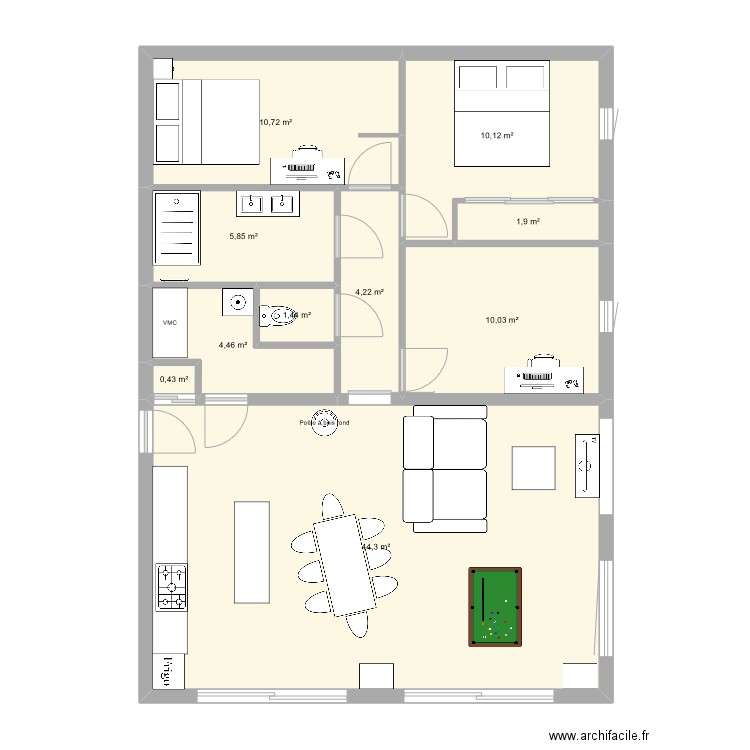 Maison v2. Plan de 10 pièces et 93 m2