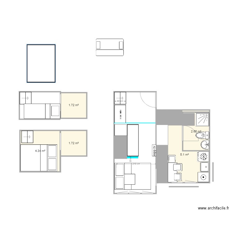 studio ferrandiere 7. Plan de 0 pièce et 0 m2