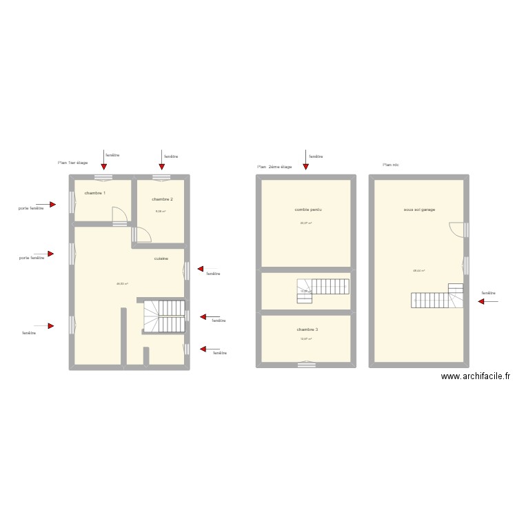 MELEY PLAN MAISON. Plan de 6 pièces et 150 m2