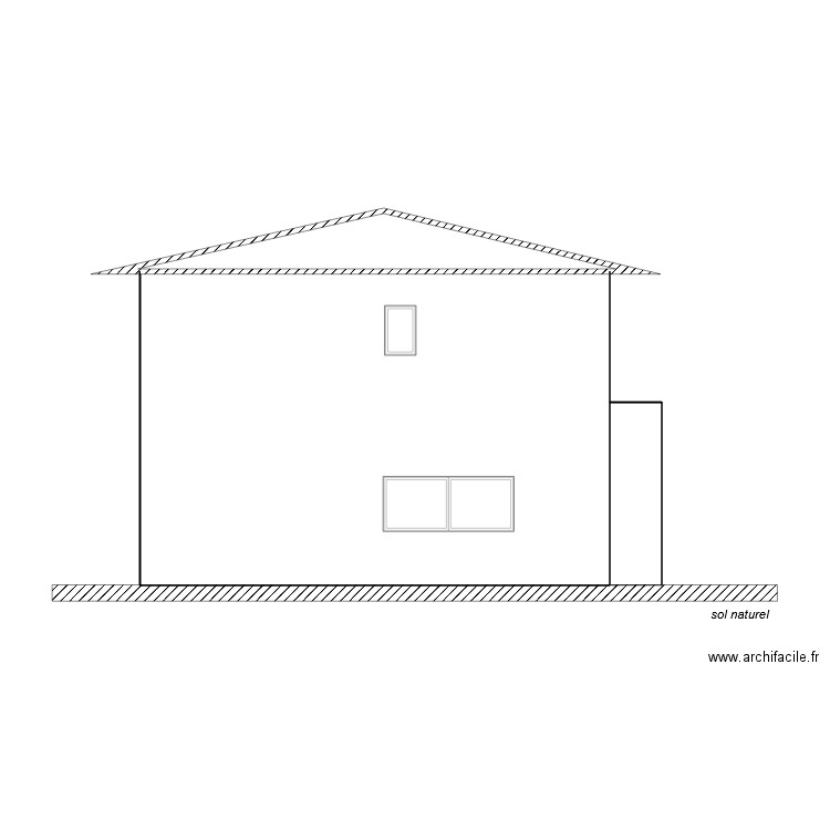 facade sud. Plan de 0 pièce et 0 m2