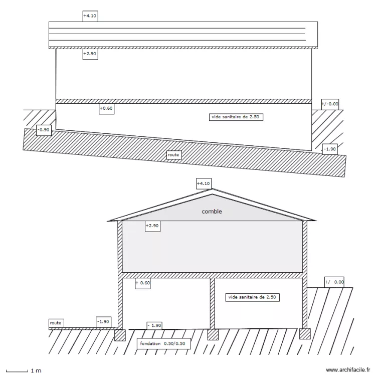 PCMI3_ Plan en coupe du terrain et de la construction . Plan de PCMI3_ Plan en coupe du terrain et de la construction . Plan de