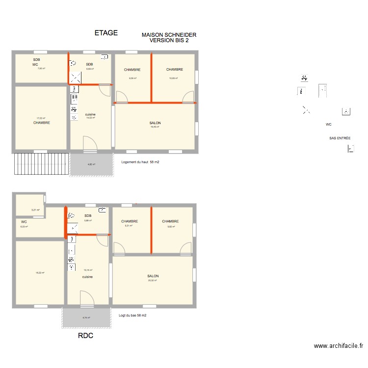 maison SCHNEIDER  version BIS 2. Plan de 17 pièces et 181 m2
