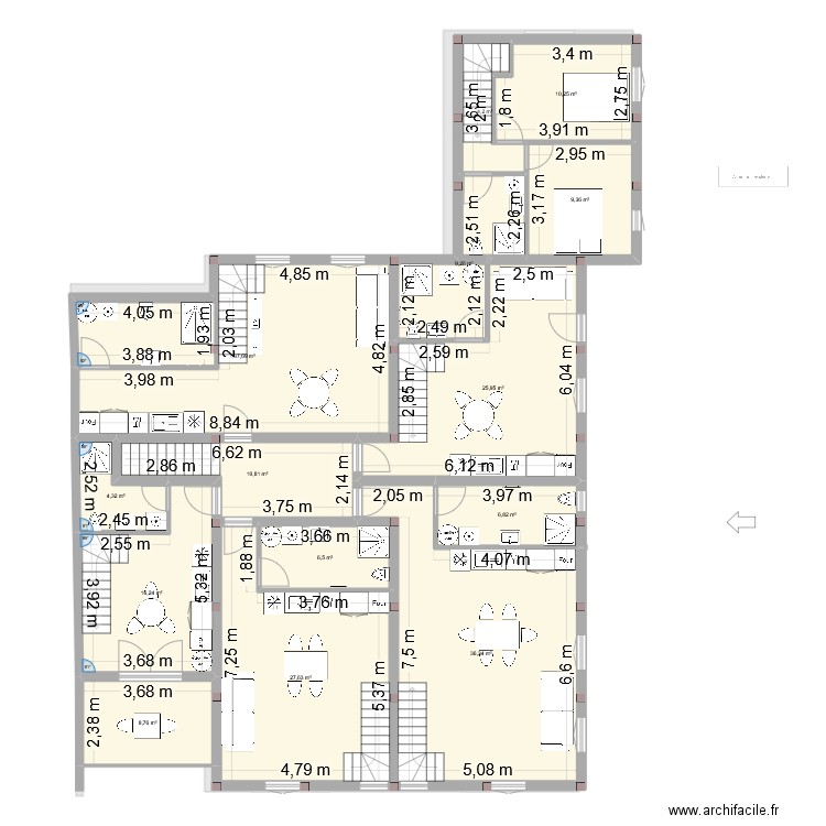 essai8. Plan de 48 pièces et 618 m2