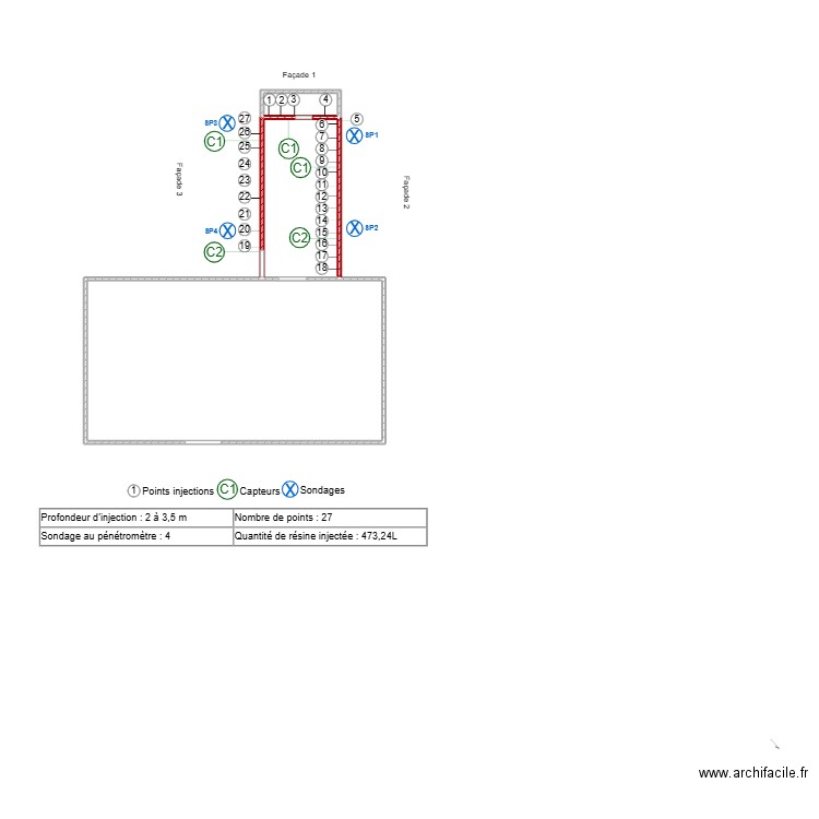 Wiels. Plan de 3 pièces et 38 m2