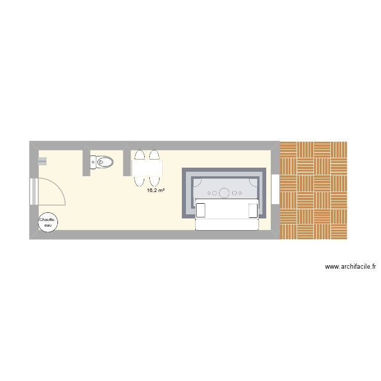 saunier 6. Plan de 1 pièce et 16 m2
