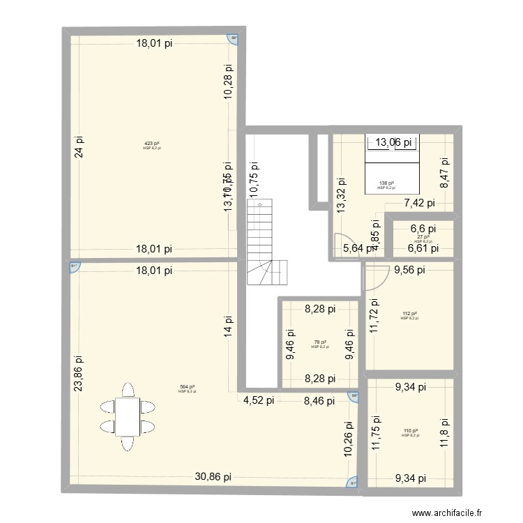 Plan 2 Projet Clef du Pimbina. Plan de 7 pièces et 135 m2