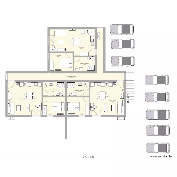 Immeuble 6 T1 plain pied 3. Plan de 