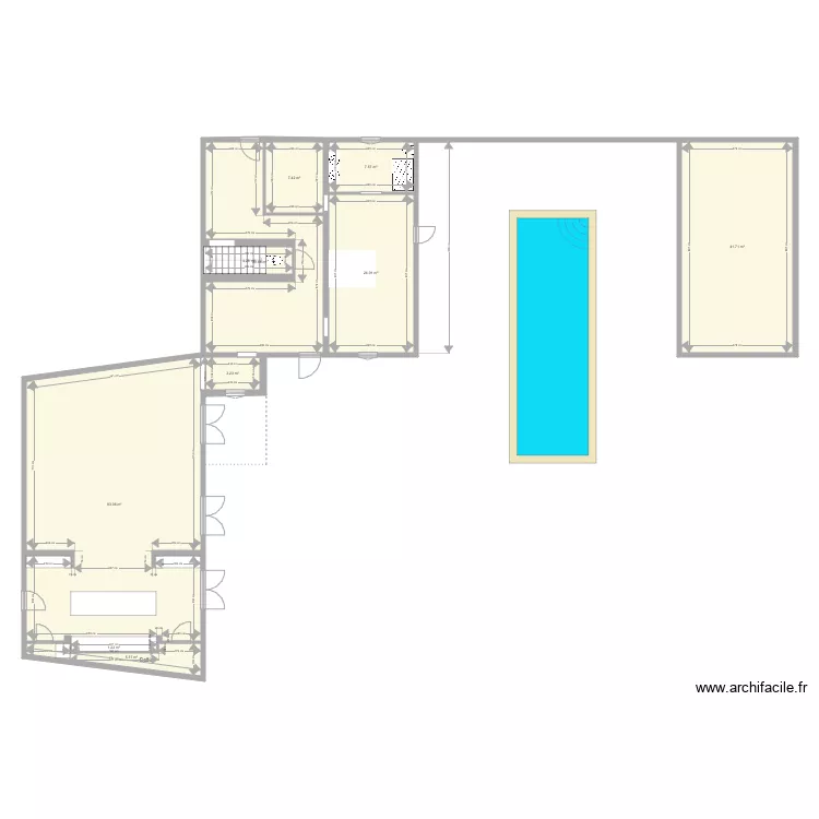 RdC chambres Aimargues grand auvent. Plan de 