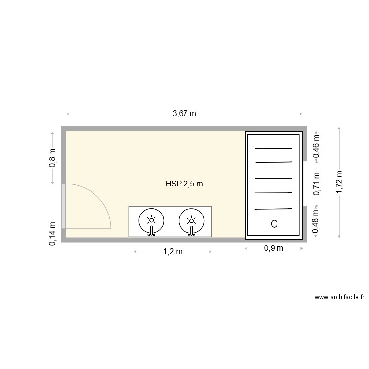 DUBRAY Eric. Plan de 1 pièce et 6 m2