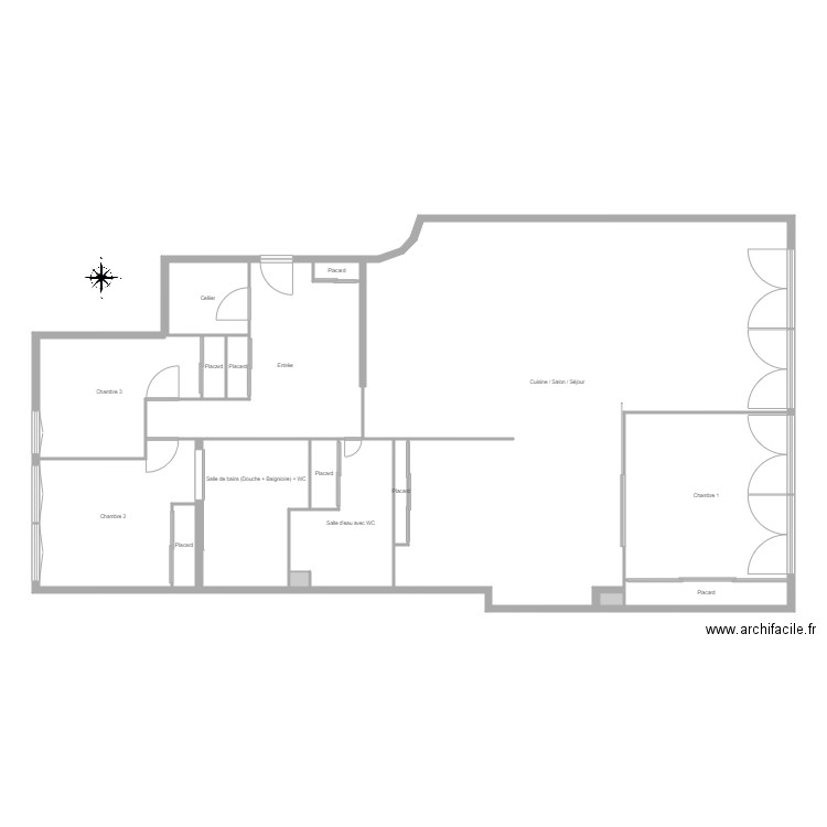 Godefroy. Plan de 17 pièces et 192 m2