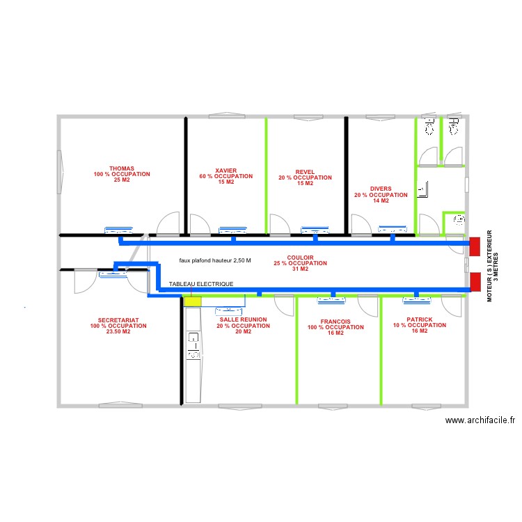 COTATION PIECES 1 ER ETAGE CLIM 2019. Plan de 0 pièce et 0 m2