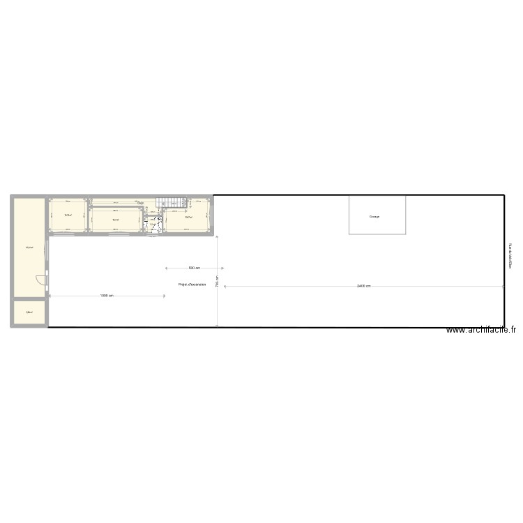 Projet maison masse. Plan de 7 pièces et 70 m2