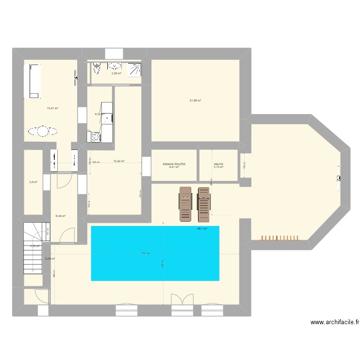 prise deau. Plan de 153 pièces et 2113 m2