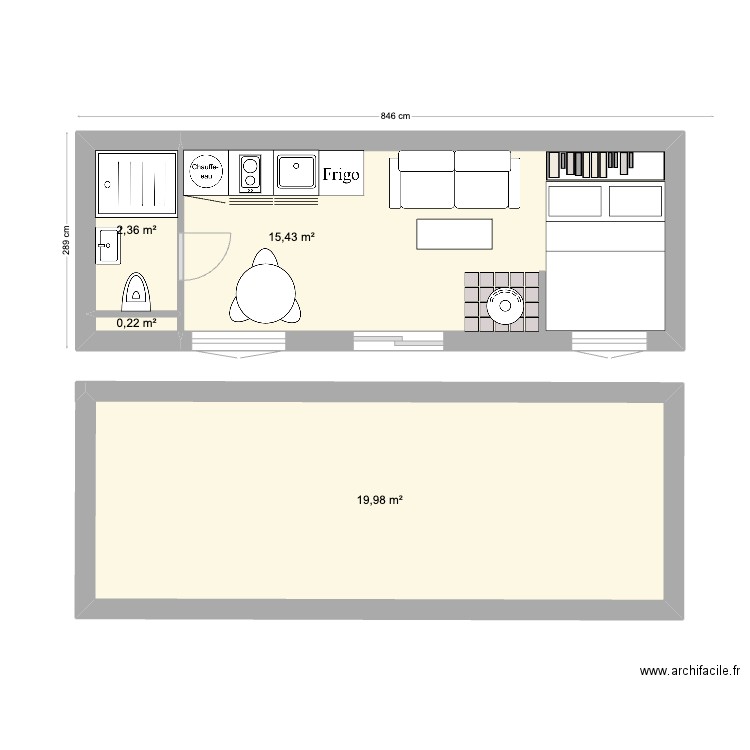 Clos dorey. Plan de 4 pièces et 38 m2