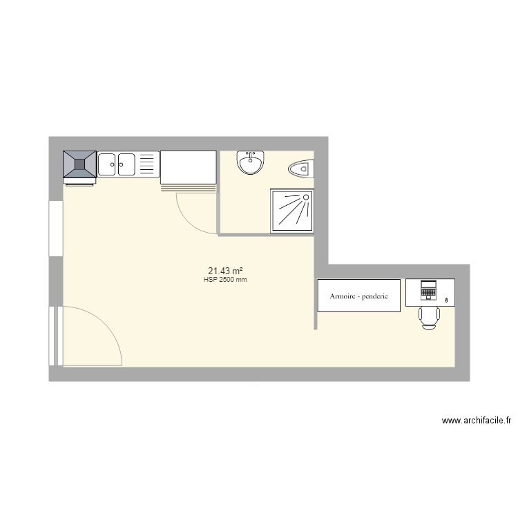 Studio. Plan de 0 pièce et 0 m2
