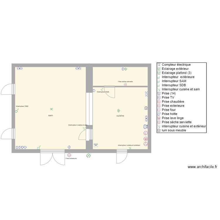 bourban. Plan de 2 pièces et 59 m2