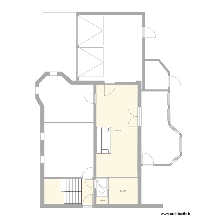 Rez Jardin. Plan de 4 pièces et 40 m2