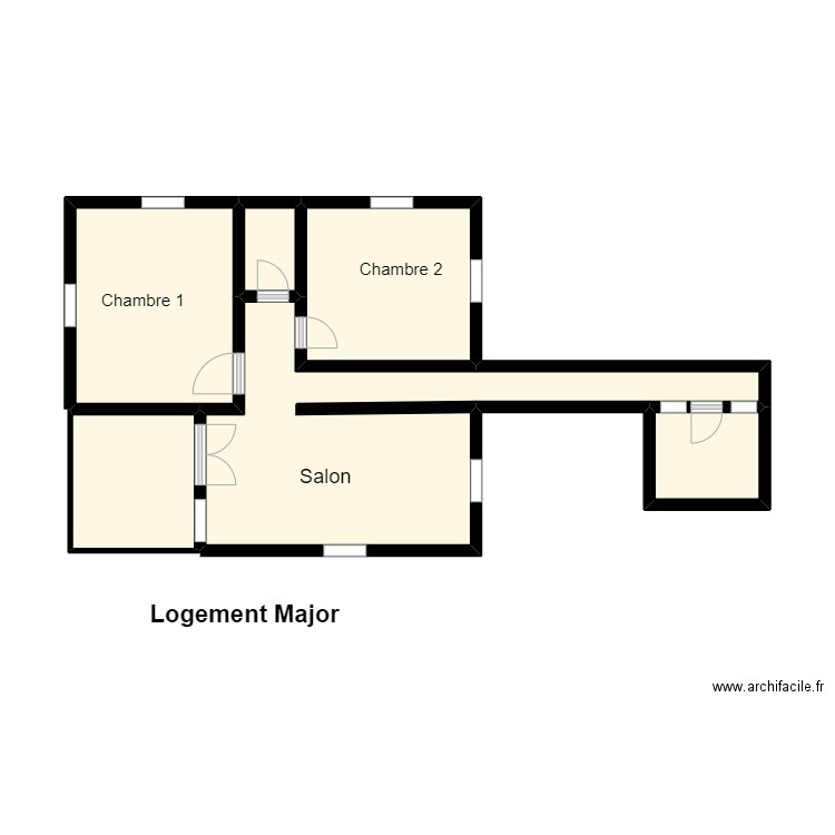 Vue en plan du logement du Major CS BOPA. Plan de 6 pièces et 29 m2