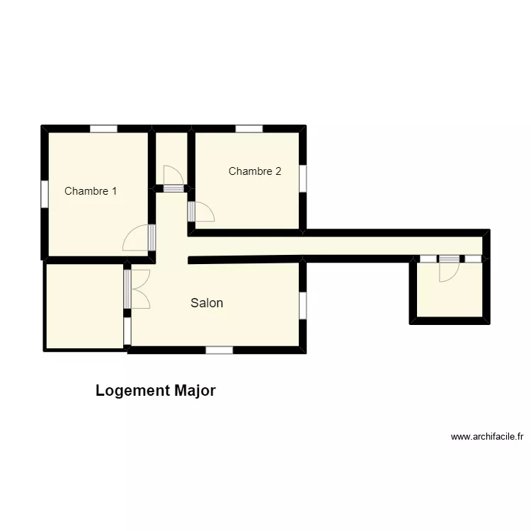 Vue en plan du logement du Major CS BOPA. Plan de 