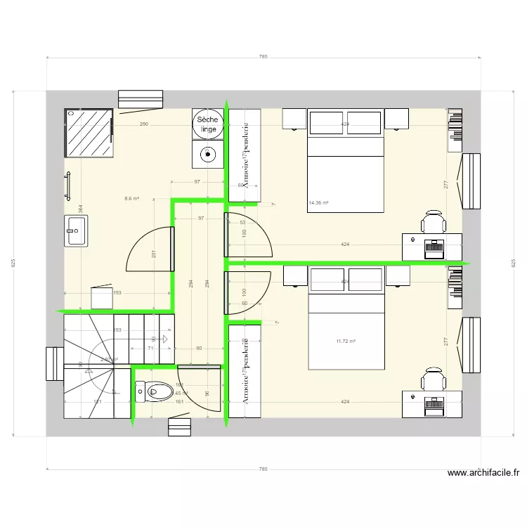 ROULAND / MAUCHOSSE ETAGE 2. Plan de 