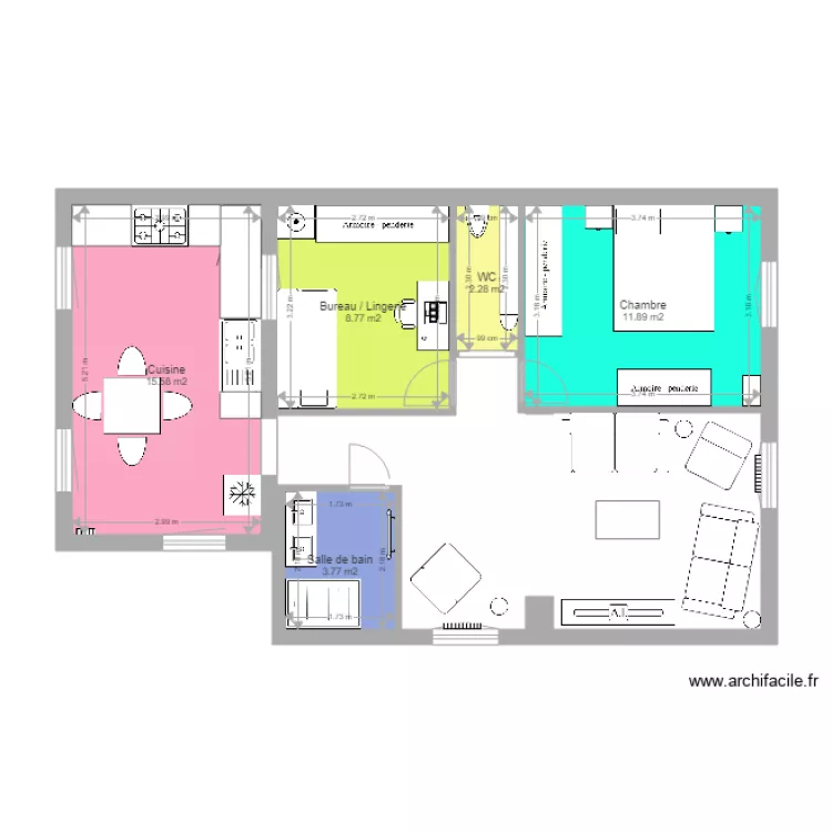 plan meubl&eacute;. Plan de 