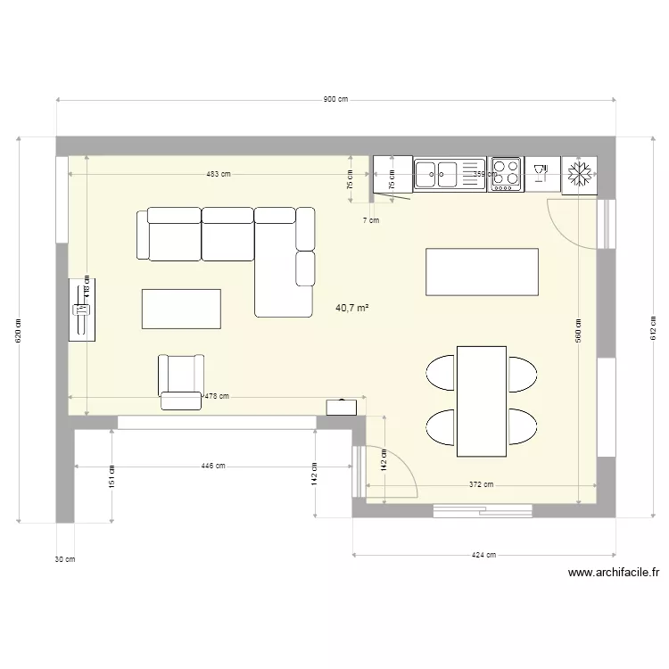Aménagement pièce de vie V7b. Plan de Aménagement pièce de vie V7b. Plan de