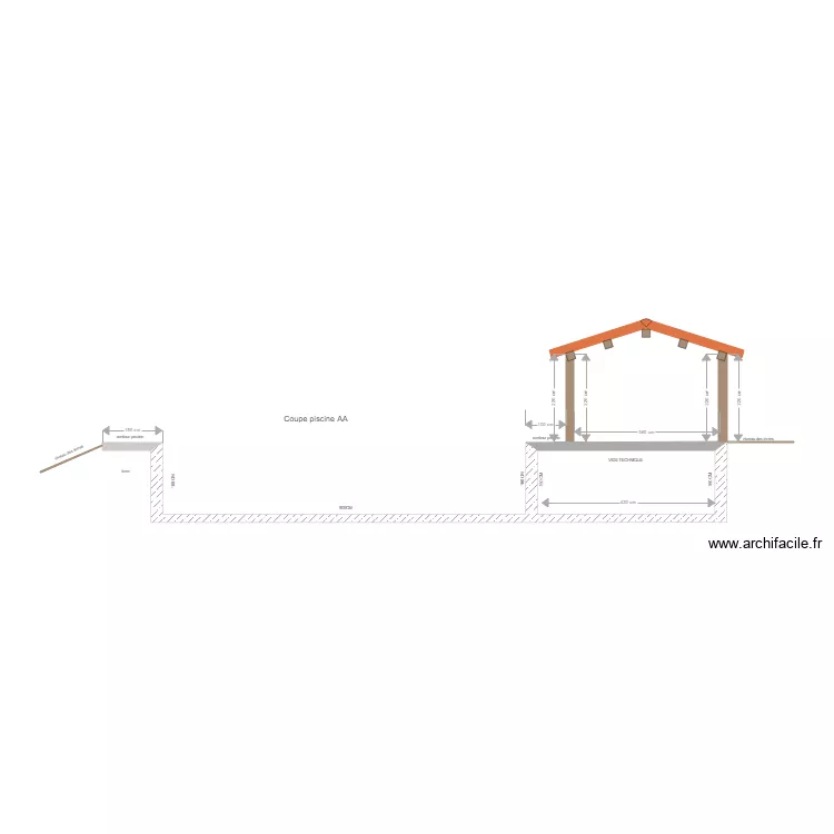 PISCINE COUPE AA. Plan de 