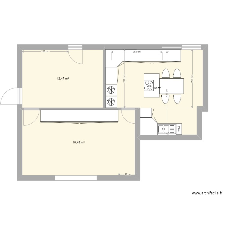 garage_10. Plan de 3 pièces et 51 m2