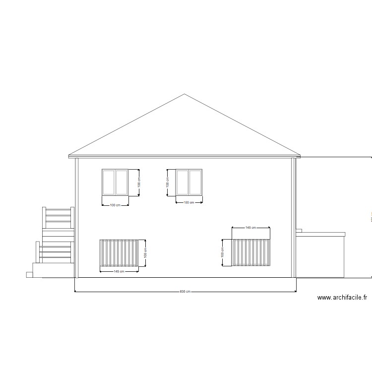 facade existant droit. Plan de 0 pièce et 0 m2