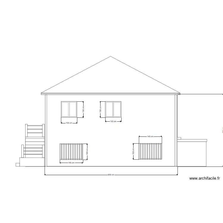 facade existant droit. Plan de 