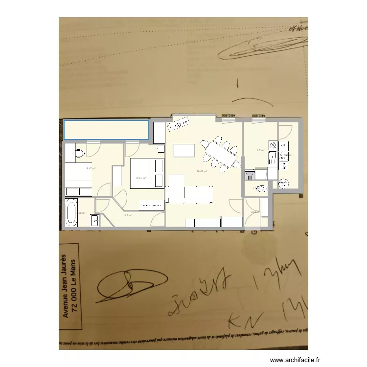 appart 1 le mans. Plan de 