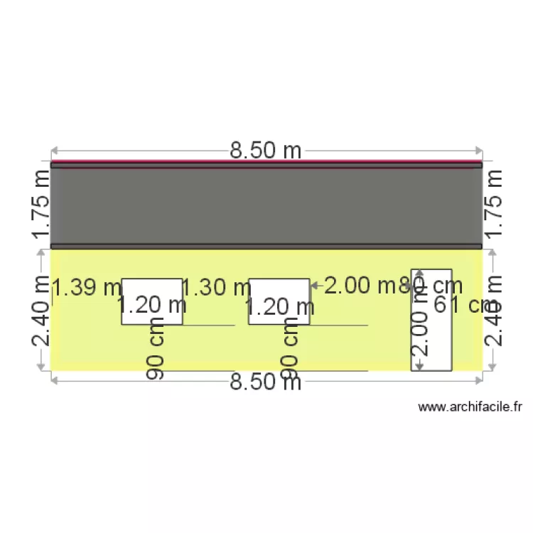 facade sud 850. Plan de 